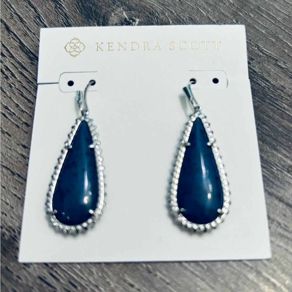 Kendra Scott Payton Blue and silver drop earrings